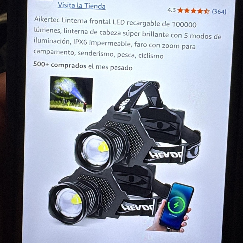 Black Smart Headlamp with Adjustable Headband and Smartphone Connectivity